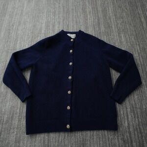 The Scotch House Ballantyne Lambswool Scotland Sweater Women Blue Gold Small